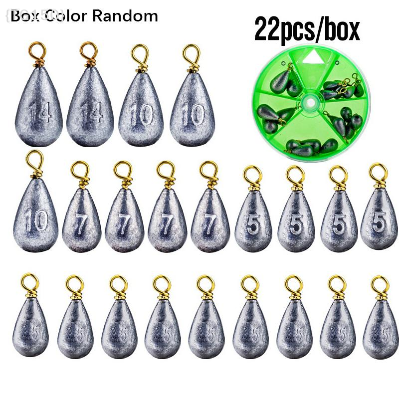 Fishing Equipment Organizer - 【TG150】22Pcs/Box Fishing Bait Lead Sinkers -