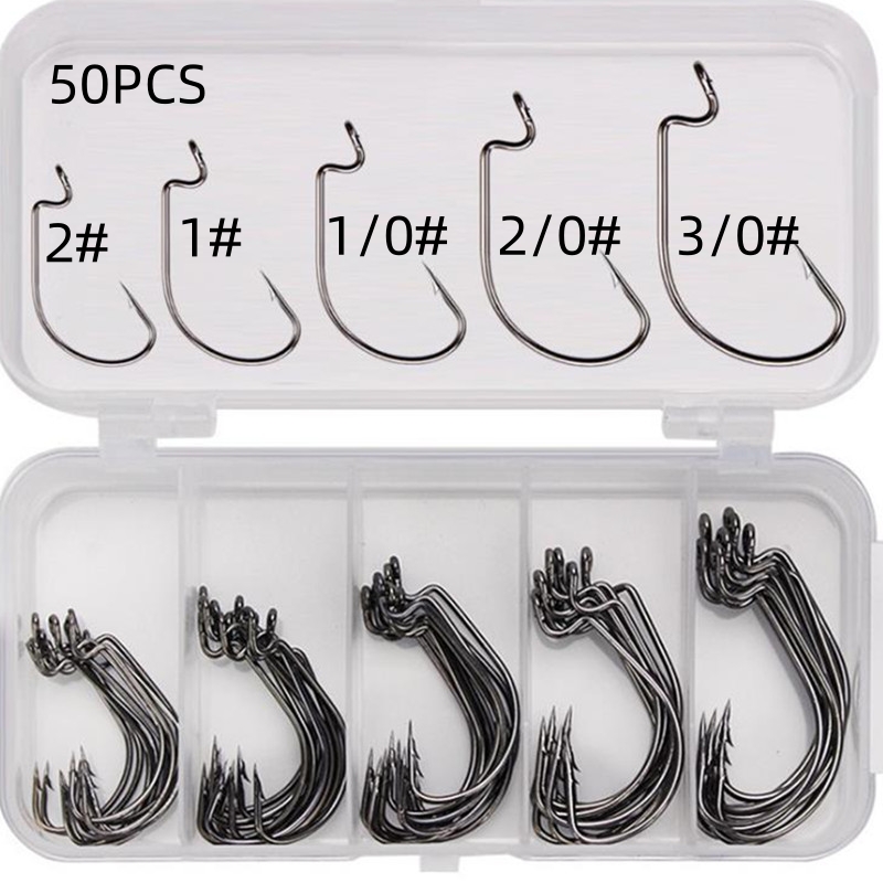 Fishing Equipment Organizer - 50Pcs/Box High Carbon Steel Fishing Hooks