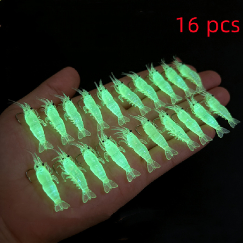 16pcs Luminous Shrimp Soft Fis - Saltwater Fishing Hook recensione e prezzo