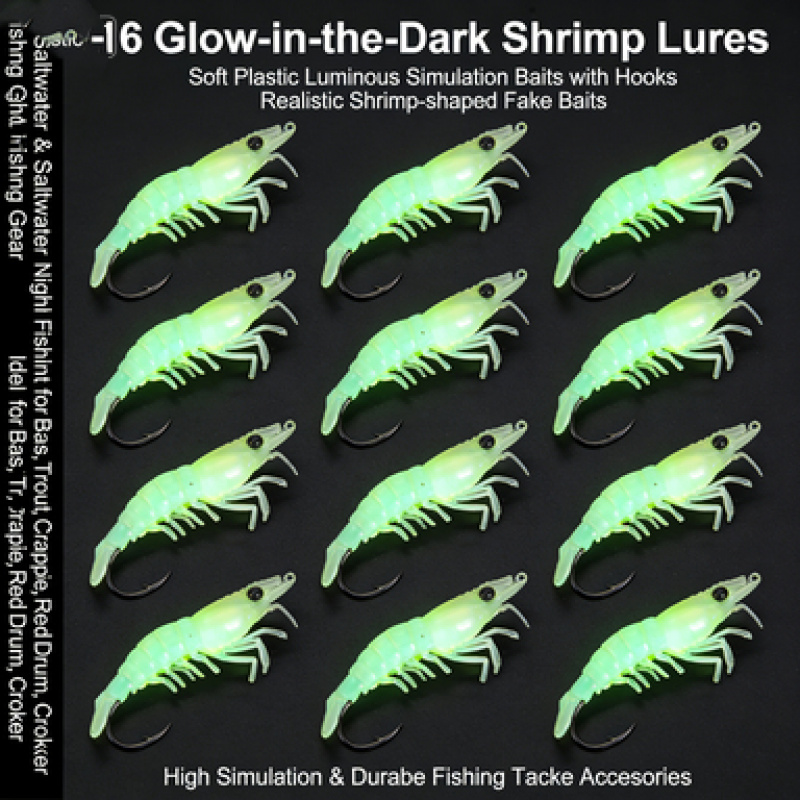 16pcs Luminous Shrimp Soft Fis - Saltwater Fishing Hook recensione e prezzo