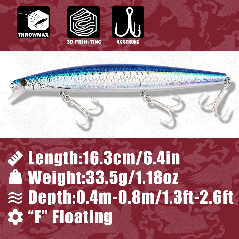 B&U 163mm/33.5g Floating Long  - Saltwater Fishing Hook recensione e prezzo