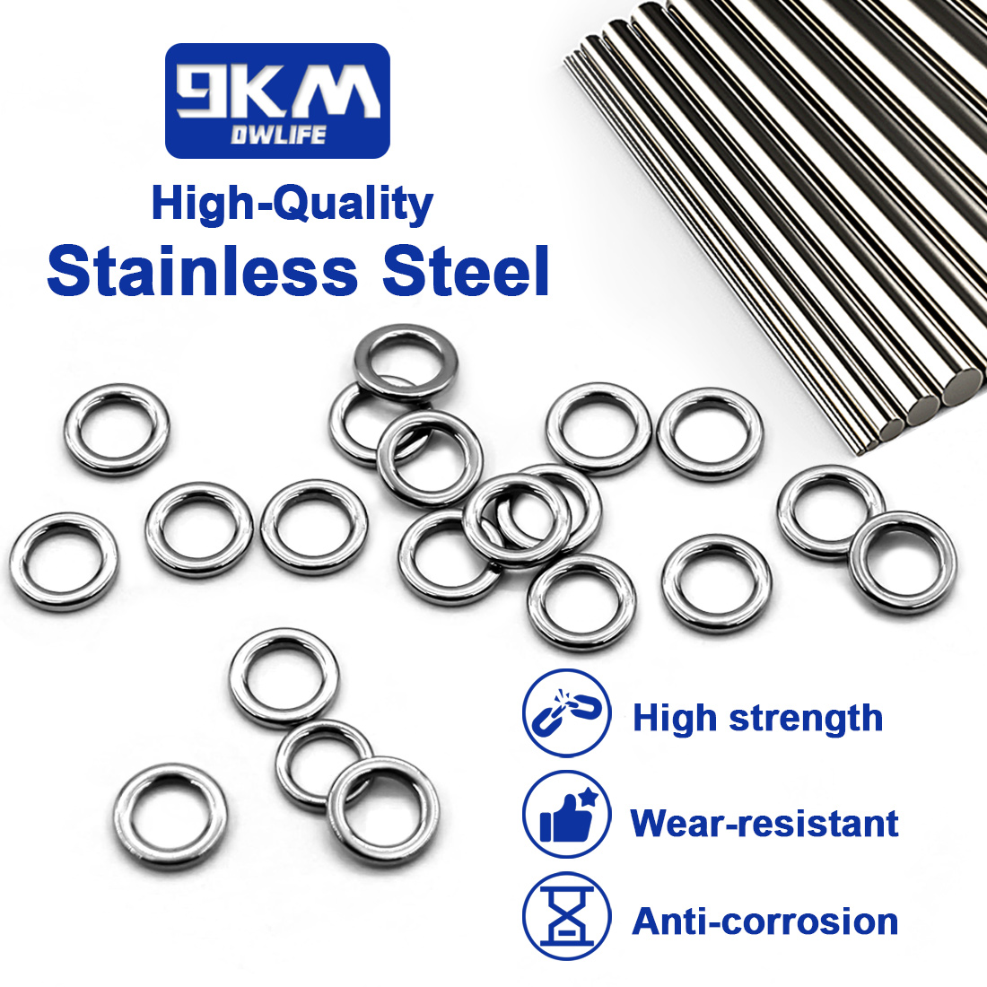 9KM Solid Ring Fishing 50pcs S - Saltwater Fishing Hook recensione e prezzo