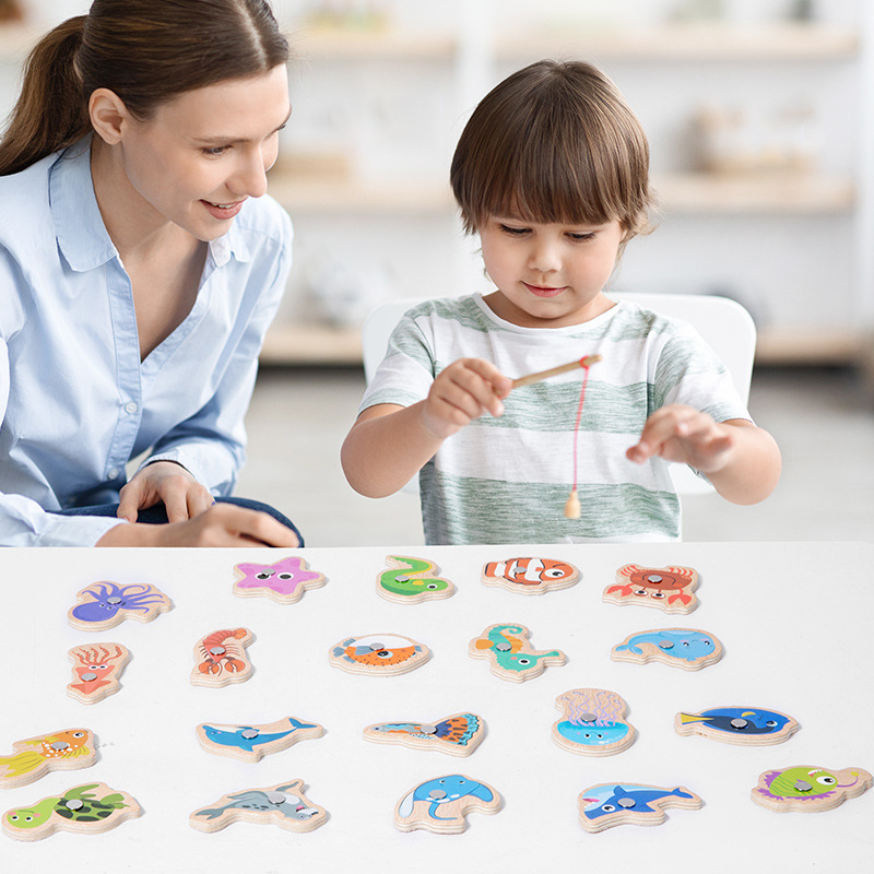 Wooden Magnetic Fishing Toys f - Fishing Equipment Kids recensione e prezzo